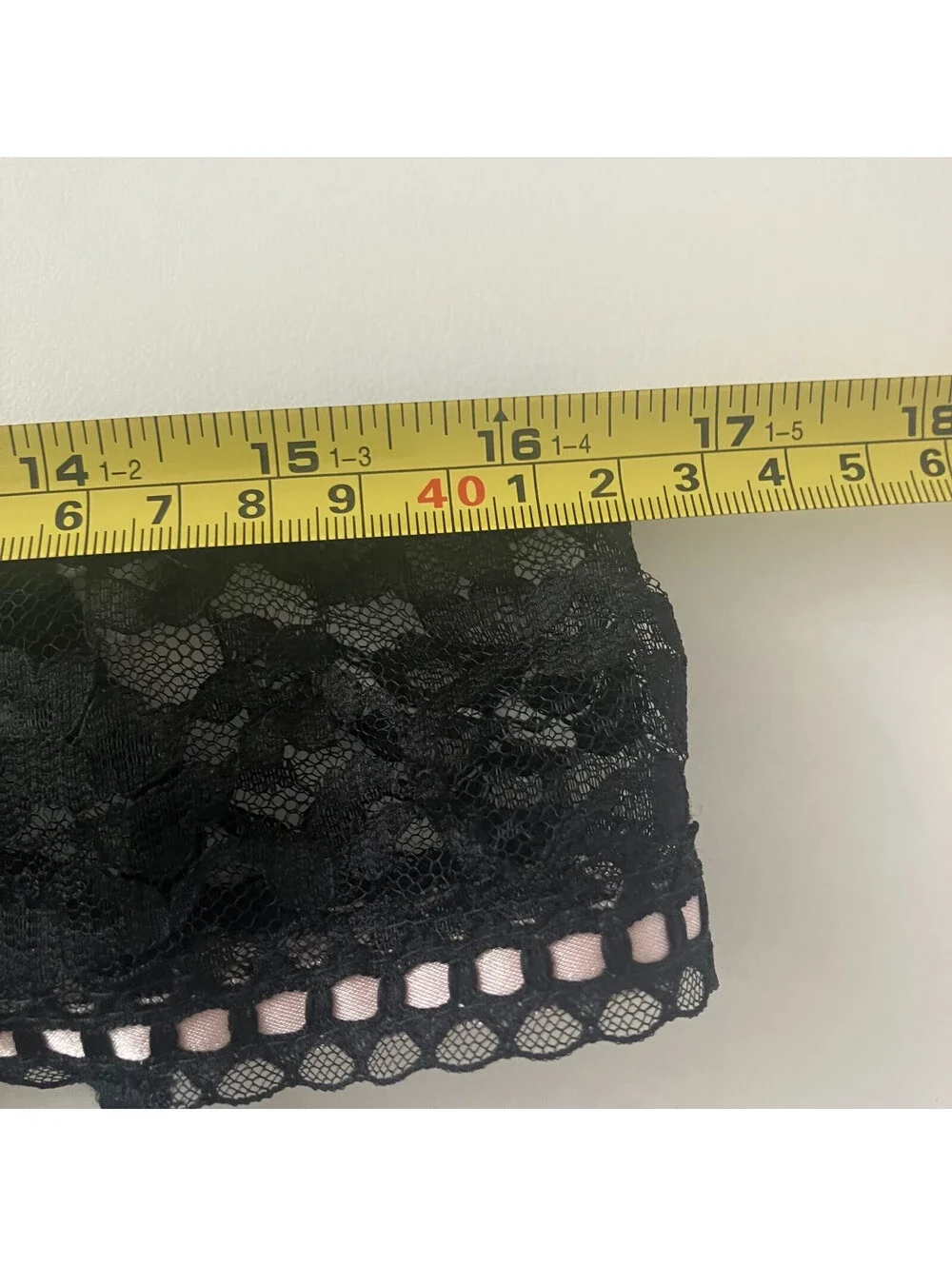 Black Lace Garter Belt Pink Bow Ribbon Sz Large 33